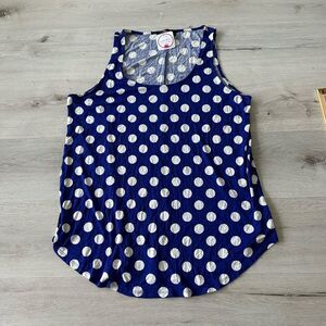 Sheila Rose Polka Dot Rayon Tank Royal Blue/White XL NWT